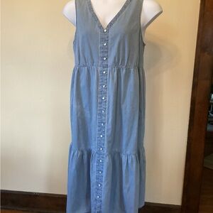 New Directions Sleeveless Denim Blue Midi Dress
